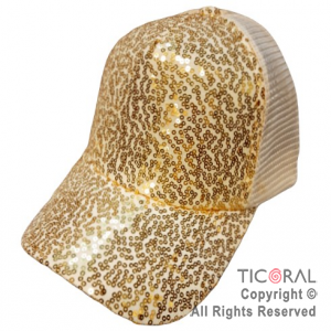 SOMBRERO VISERA LENTEJUELAS ORO CAP x 1